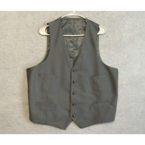 Vest Mens 46 Gray Suit Waistcoat Five Button Adjustable Back Formal Dress Groom